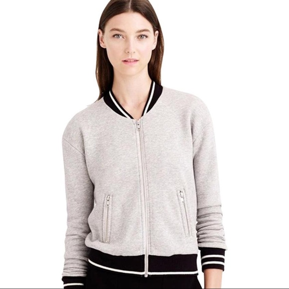 J. Crew Jackets & Blazers - J. Crew Gray Varsity Bomber Jacket Size Large